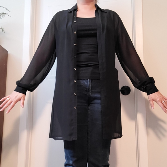 Sheer black Mexx blouse - Picture 1 of 8